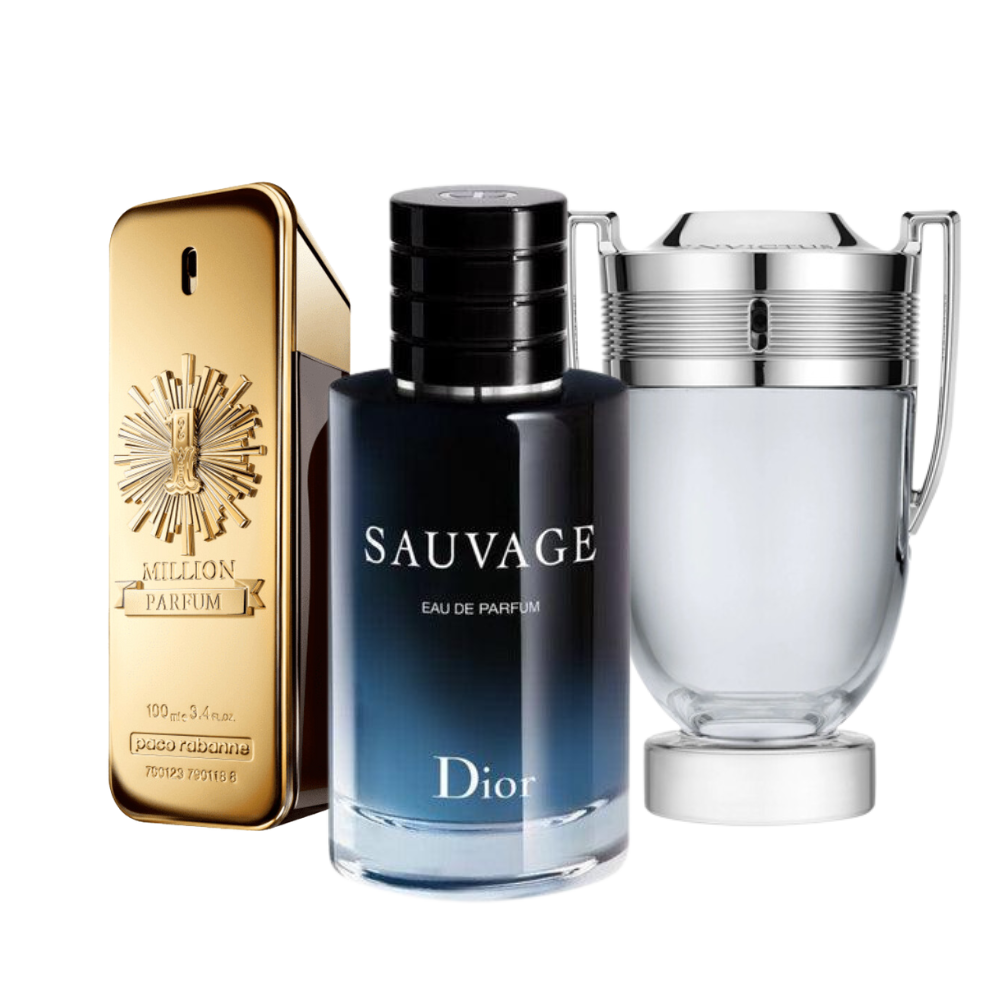 3 Parfums Paco Rabanne ONE MILLION, Dior SAUVAGE et Paco Rabanne INVICTUS (Eau de Parfum) 100ml