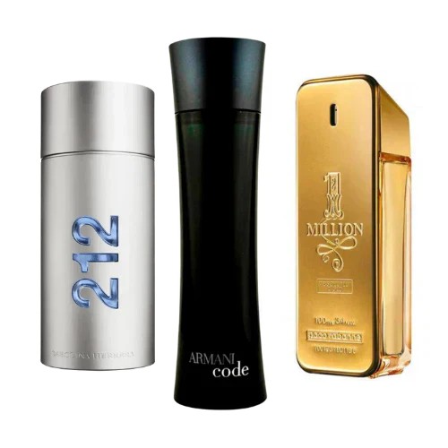 3 Parfums 212 Men NYC, Paco Rabanne One Million, Armani Code Homme (Eau de Parfum) 100ml