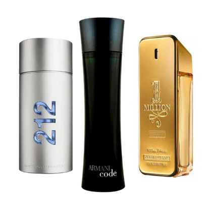 3 Parfums 212 Men NYC, Paco Rabanne One Million, Armani Code Homme (Eau de Parfum) 100ml