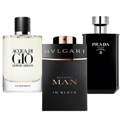 3 Parfums Bvlgari In Black, Giorgio Armani Acqua Di Gio, L'Homme Prada Intense (Eau Parfum) 100ml