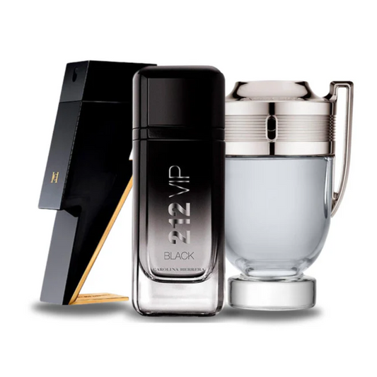 3 Parfums Carolina Herrera BAD BOY, Carolina Herrera 212 VIP BLACK e Paco Rabanne INVICTUS 100ml (Eau de Parfum) 100ml